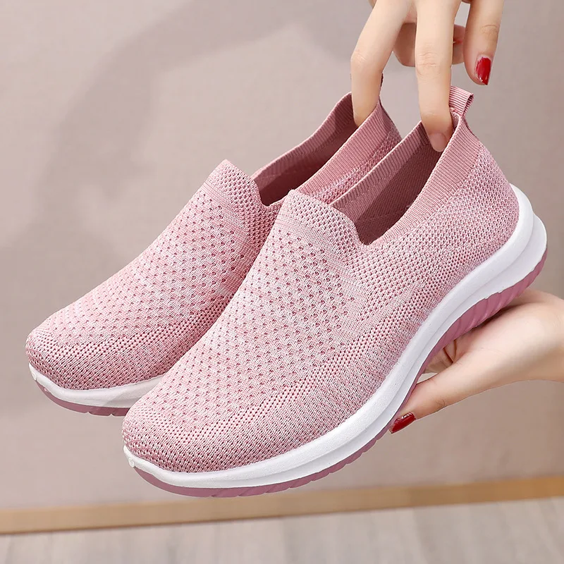 Fashion Slip-on Sneakers Women Sock Shoe Platform Shoes Breathable Mesh Sports Casual Shoes Soft Comfort Zapatillas De Deporte