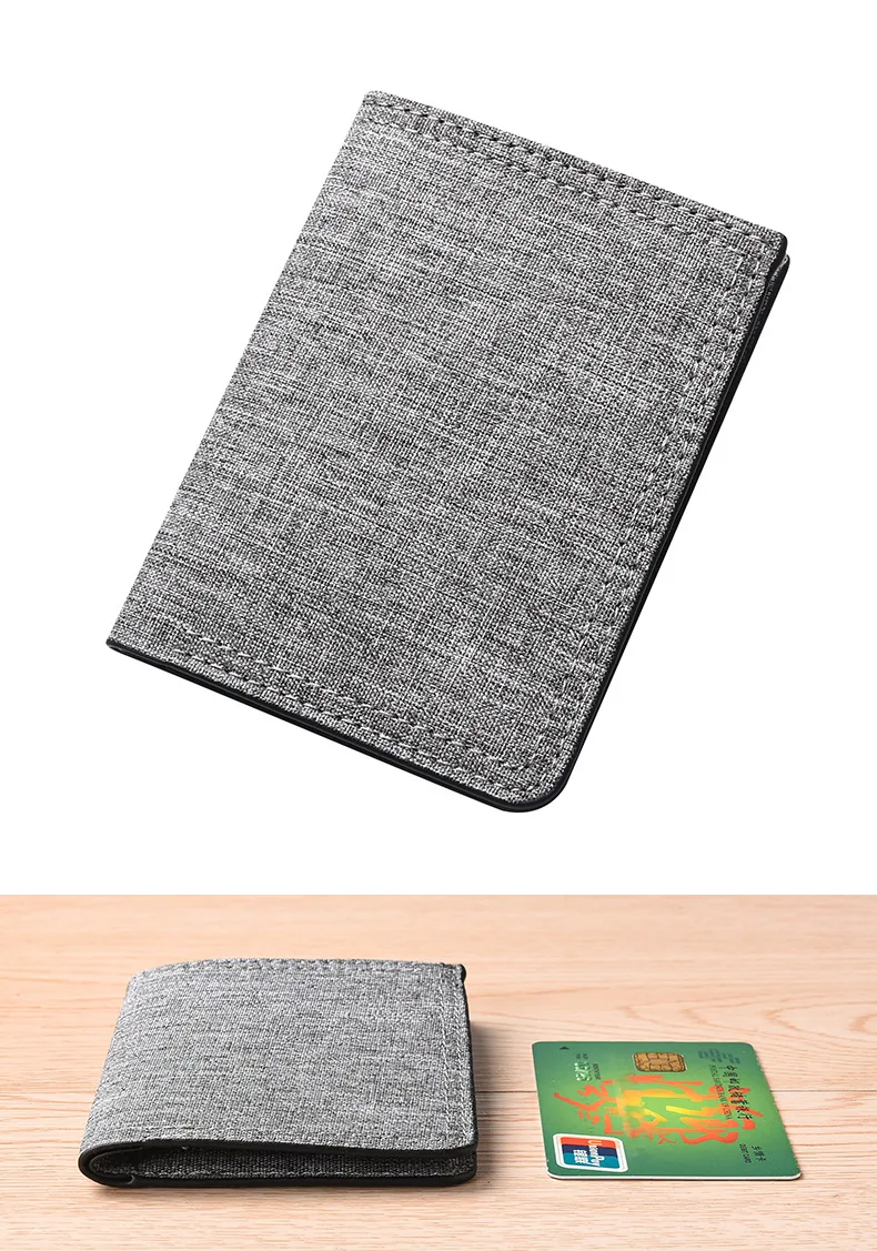 Minimalistische Herren-Geldbörse aus Canvas mit vertikaler Ausrichtung und mehreren Kartenfächern, personalisierte Studentengeldbörse, ultradünne, faltbare kleine Geldbörse. – Detail 10