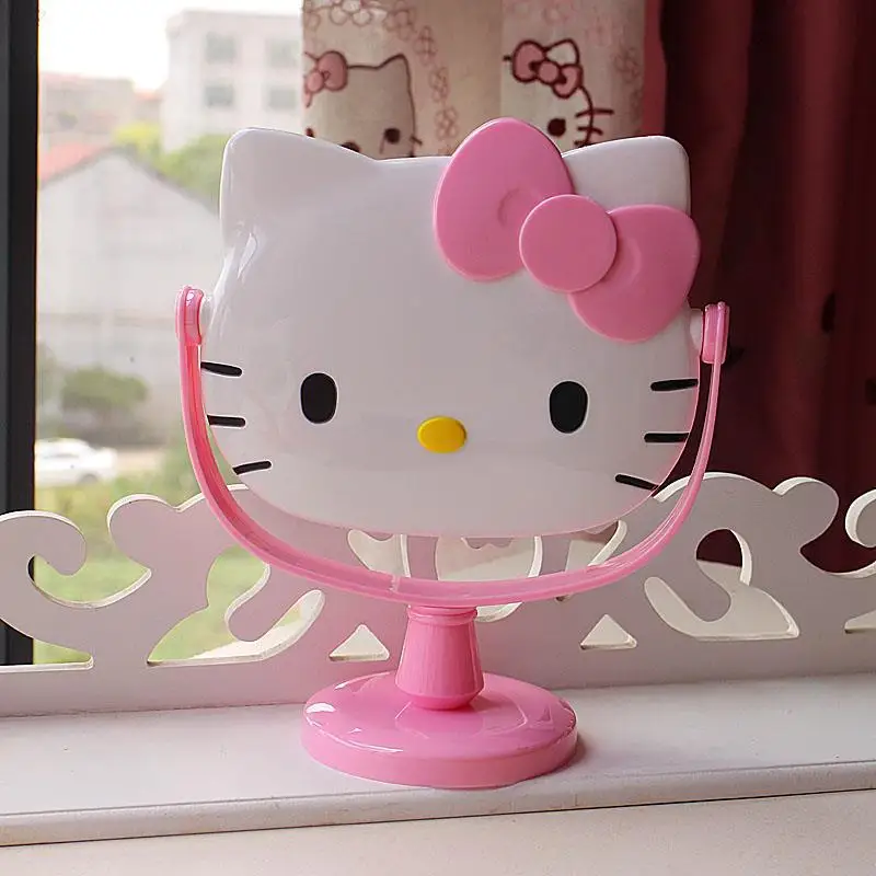 Miroir de maquillage Kawaii Hello Kitty Kuromi pour chambre à coucher, joli miroir de maquillage coeur girly, anti-chute, haut de gamme, dortoir étudiant