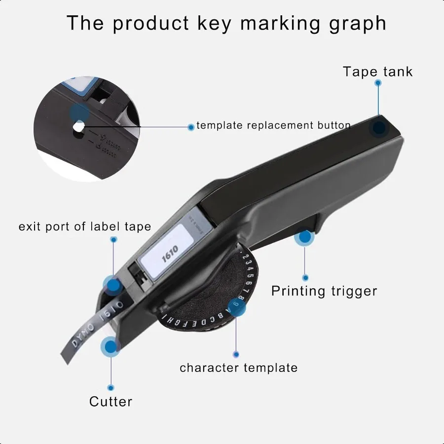 Eming Label Maker Clear Number Letter Mini Label Printer with Cutter No Ink Handheld Small Labeler hine for 6mm to 9mm Tape for