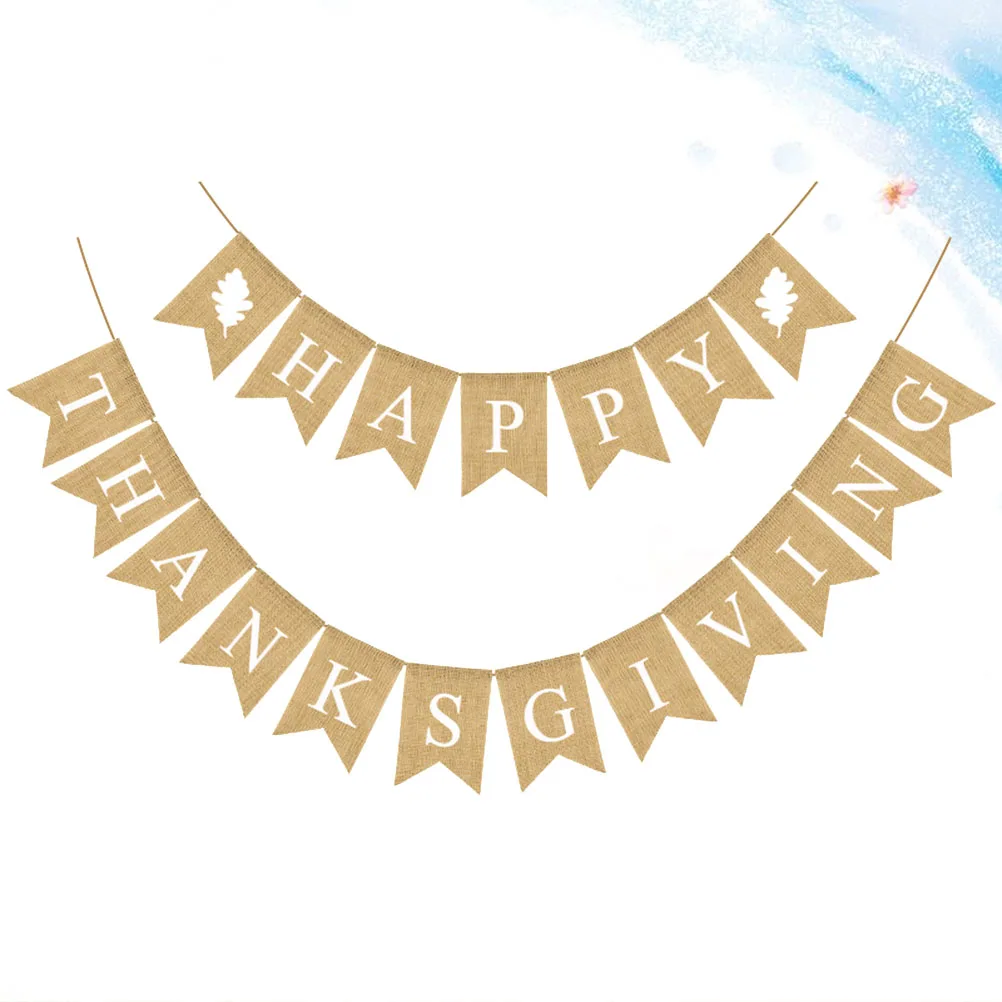 

Thanksgiving Banner Linen Party Decoration Garland Swallowtail Flag Festival Event Bunting Holiday Photo Prop
