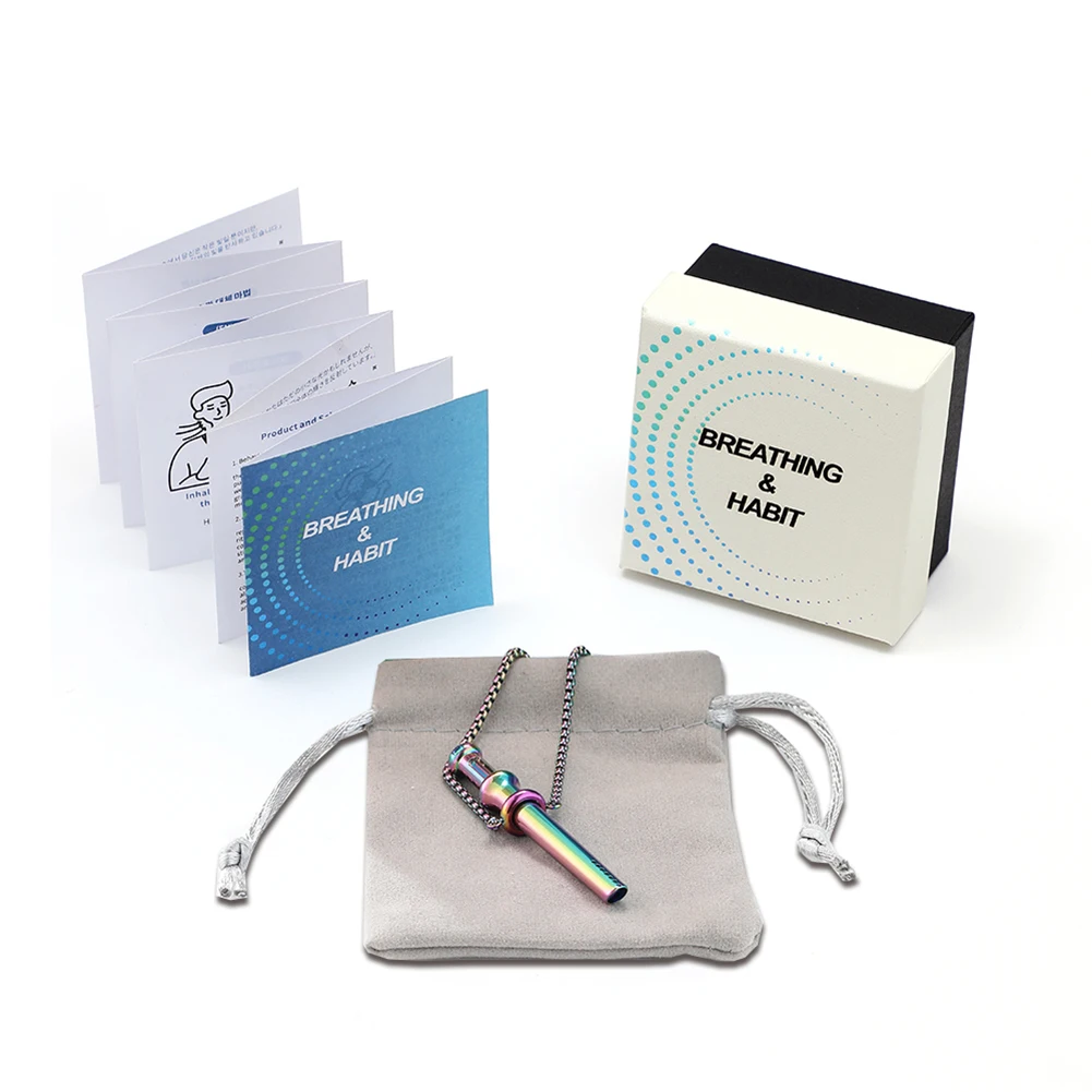 الفولاذ المقاوم للصدأ قلادة التنفس العقلية التنفس المقاومة صافرة قلادة التأمل مجوهرات لتخفيف القلق والإجهاد #5