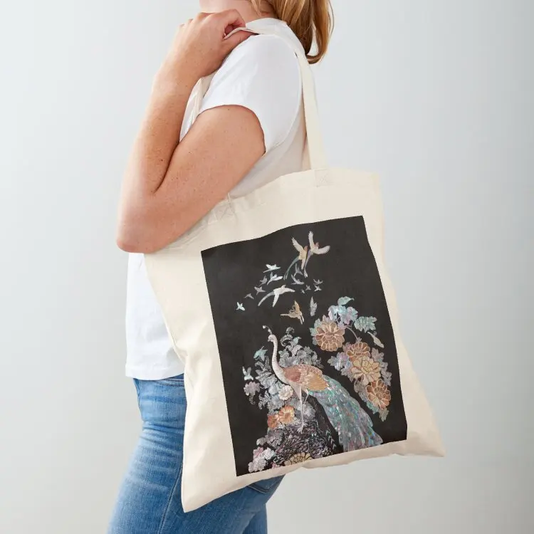 Phoenix, Mother of pearl design art design, Korean traditional Art Tote Bag reusable shopping bag personalized tote bag