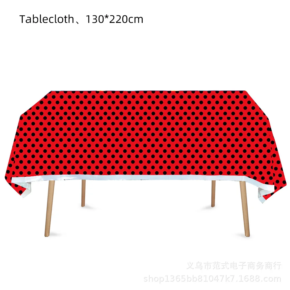 Ladybug Red Theme Tablecloth Balloon Cups Plates Happy Birthday Party Napkins Flags Decoration Banner