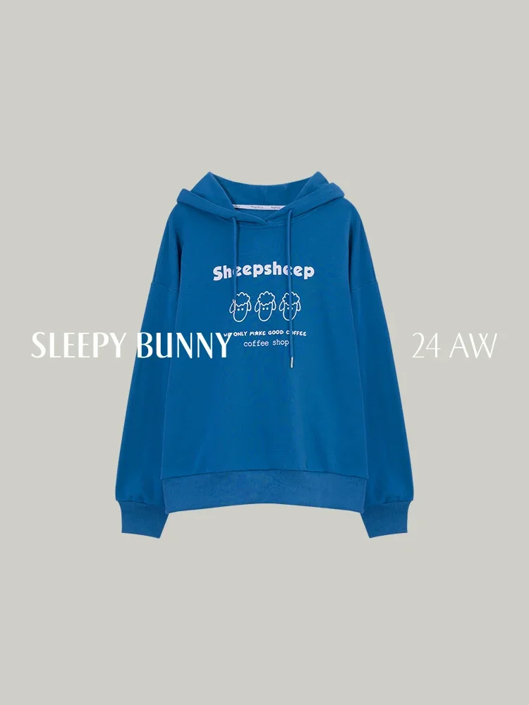 

Preppy Style Cute Sheep Print Hoodie,Women’s Loose Fit Pullover,Long Sleeve Oversized Sweatshirt,Autumn Winter 2025 Fashion