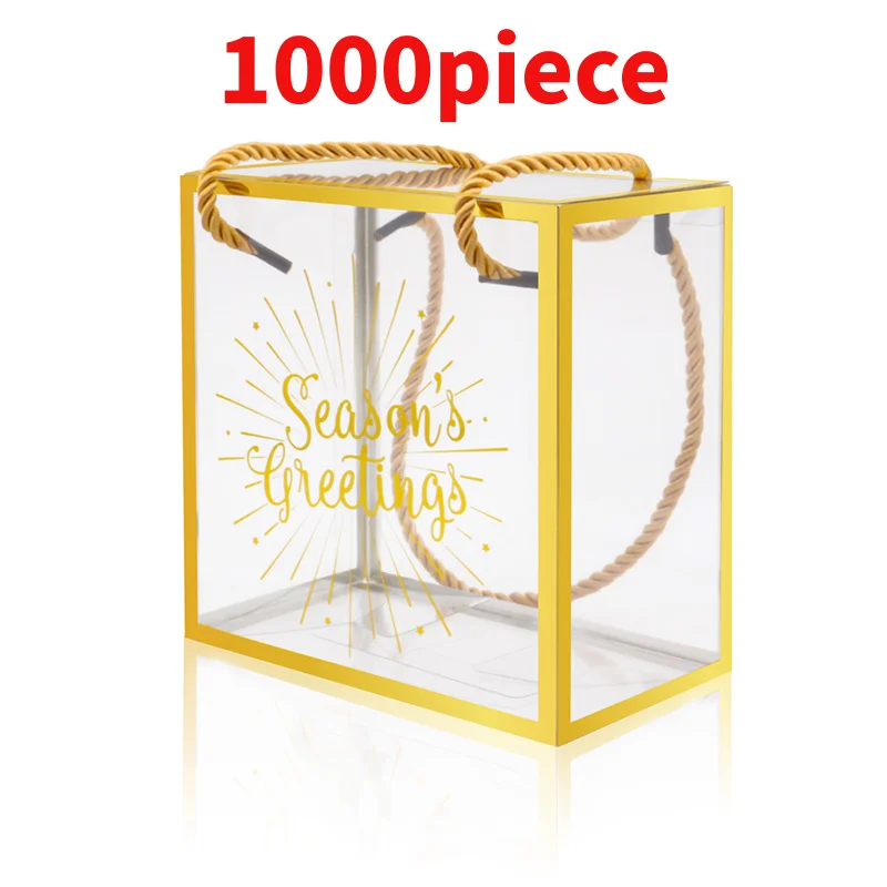 

10 00piece.Custom.custom design PVC PET and sliver gifts package box transparent square party favor hand box