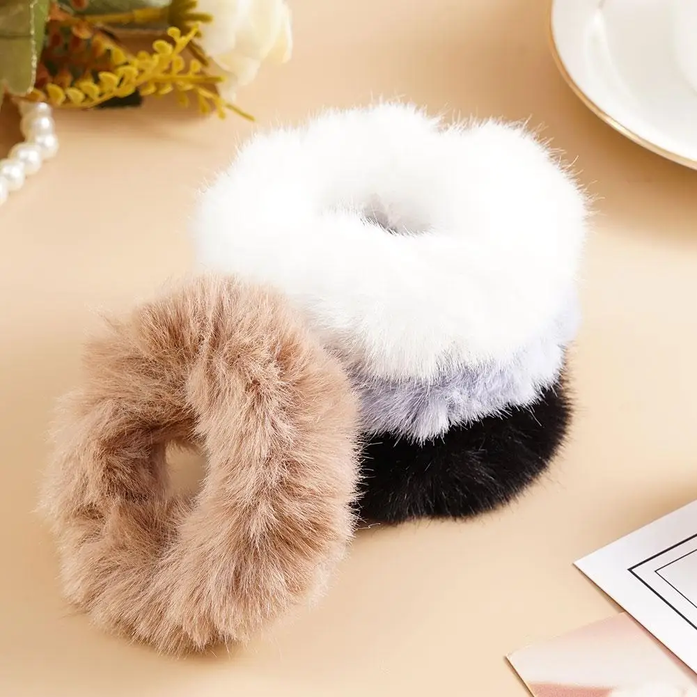 Colorful Fluffy Hair Band For Women Girls Ponytail Holder Hair Tie Plush Scrunchie Rubber Band Fashion Hair Accessories - Image 3