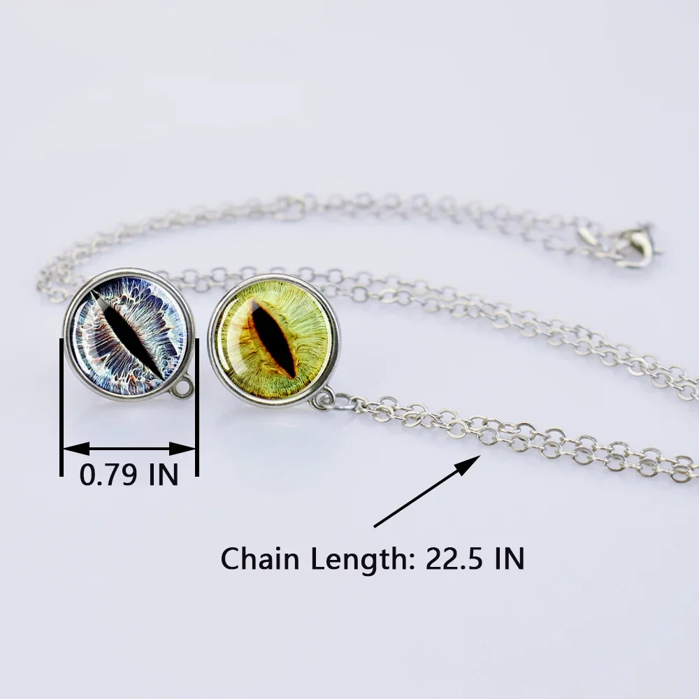 Fashion Dragon Eye Necklace Cat Eye Glass Ball Pendant Necklace for Women Men Girl Evil Animal Eye Pendant Charm Jewelry Gifts