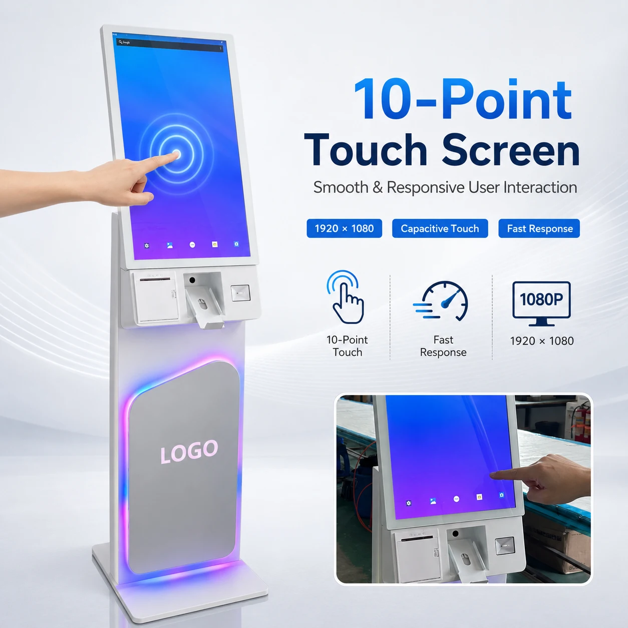 32 Touch screen self-service end point Self-service ordering Payment end point With Touch screen self-service