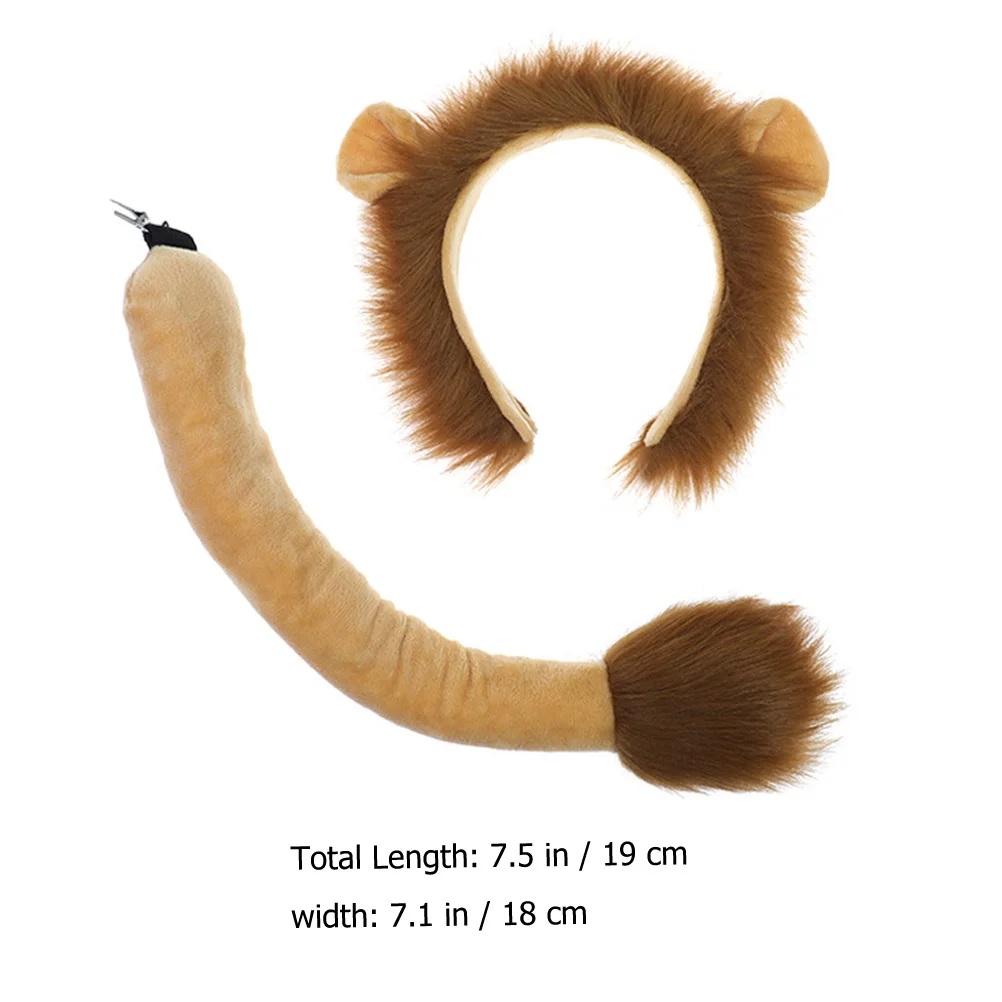 Lion Headband Tail Party Costume Accessory Aldult Dress Up Accessories Plush Cosplay Prop Miss Props Animals Supplies