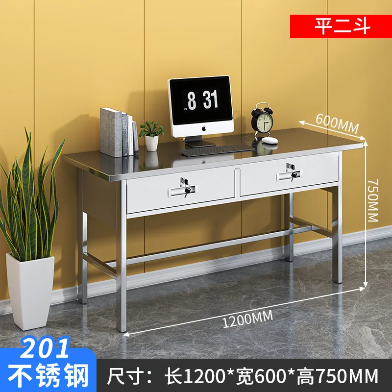 Mesa de aço inoxidável oficina limpa mesa de trabalho com gavetas mesa de escritório console médico mesa de computador de laboratório