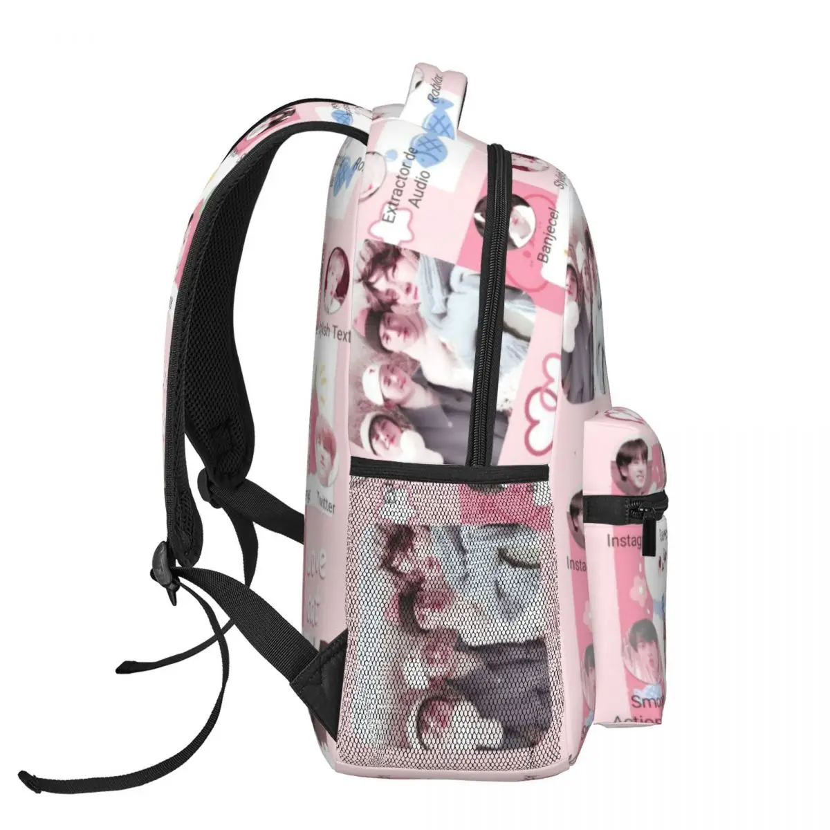 Mochila leve impressão, bolsa de escola padrão elegante, B-T-S, 17 Polegada, Novo