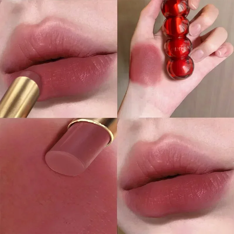 Lápiz labial de terciopelo resistente al agua, fácil de usar, lápiz labial de larga duración, mate, esmalte de labios desnudo, maquillaje antiadherente, cosméticos de tinte labial