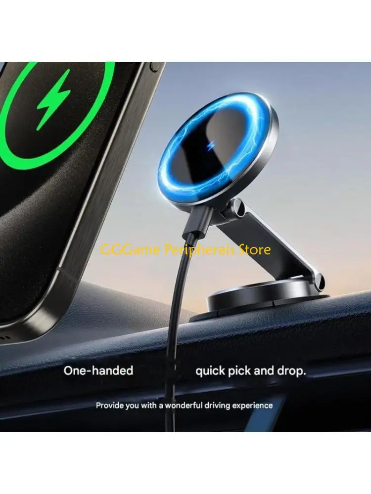 U55B Foldable 15W Wireless Charging Car Phone Holder Adjustable Mount