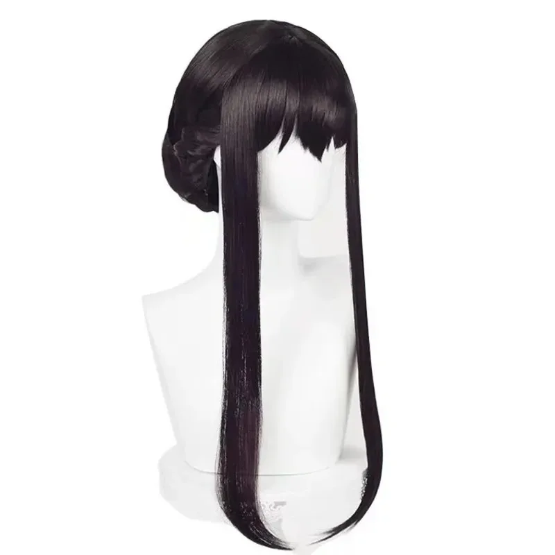 Peluca de Cosplay de Anime de princesa Bush SPYxFAMILY Yor Forger, pelo sintético negro, peluca larga y recta, peluca Coser de 32 pulgadas para uso diario