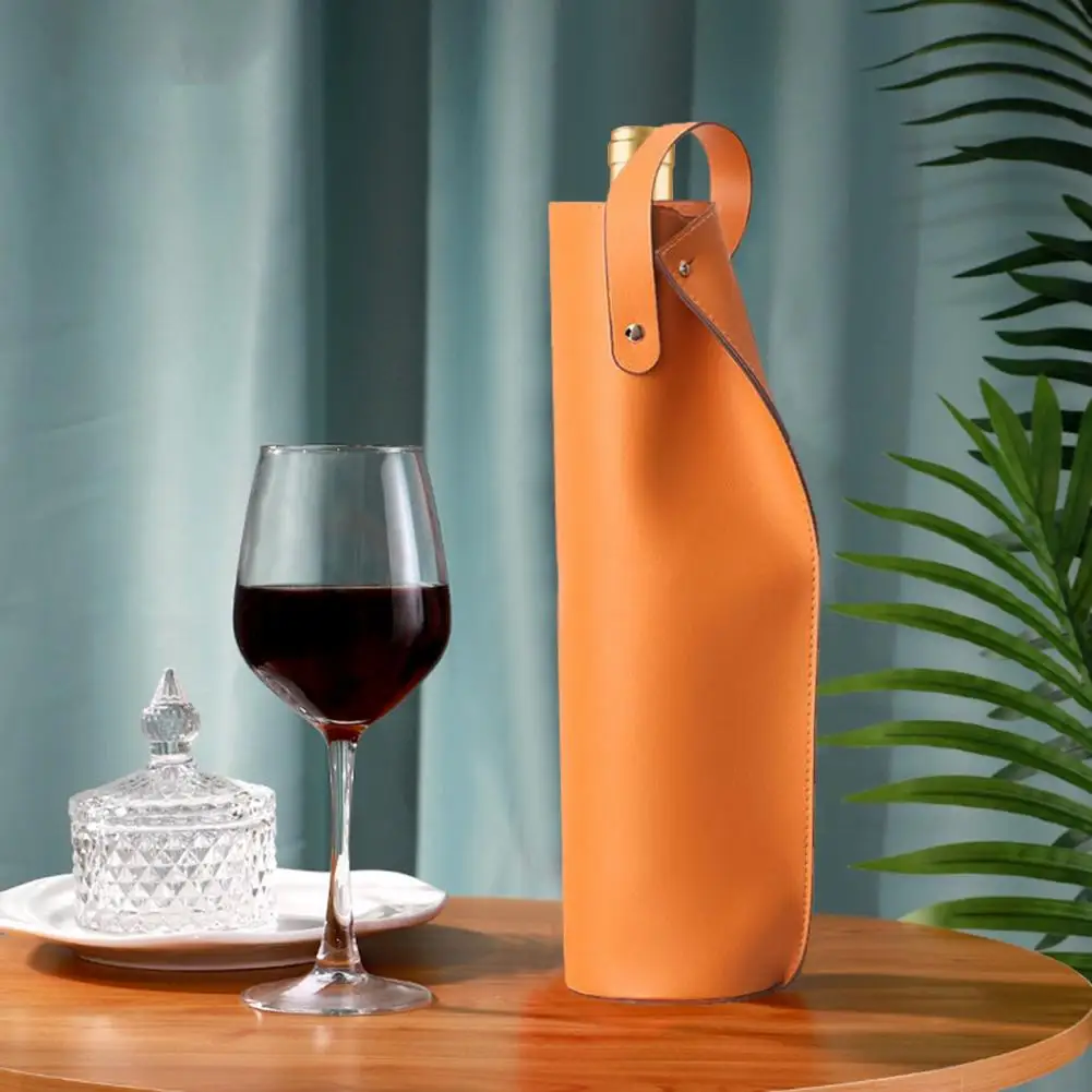 

Christmas Gift Bag Elegant Double-layered Wine Bag with Handle Durable Faux Leather Wine Tote Carrier Pouch Stylish for Wine