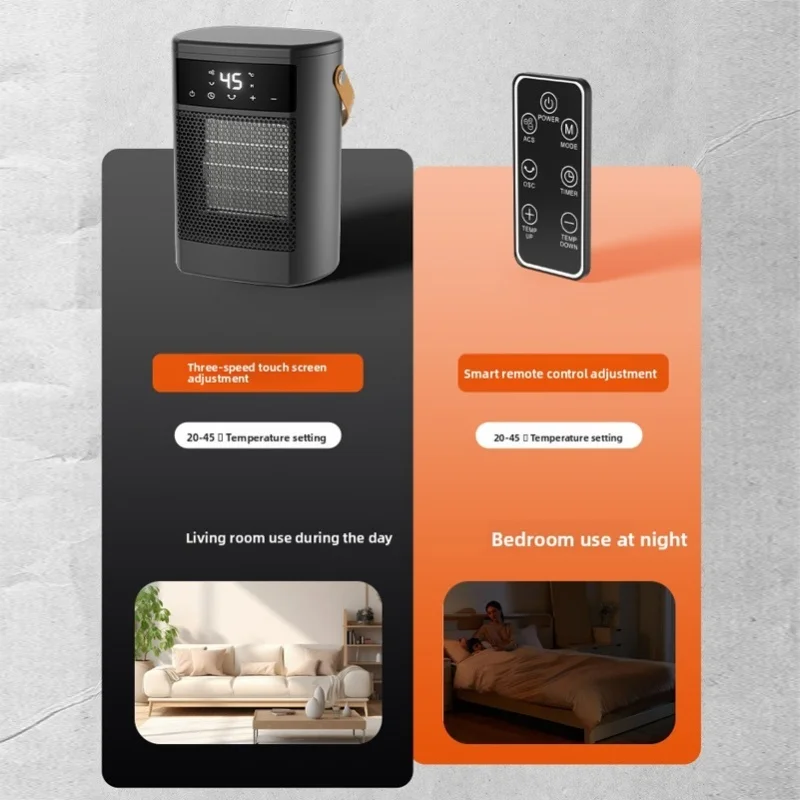 Portable PTC Ceramic Heater 1500W Space Heater With Remote 12H Timer Quiet Touch Screen For Indoor Bedroom