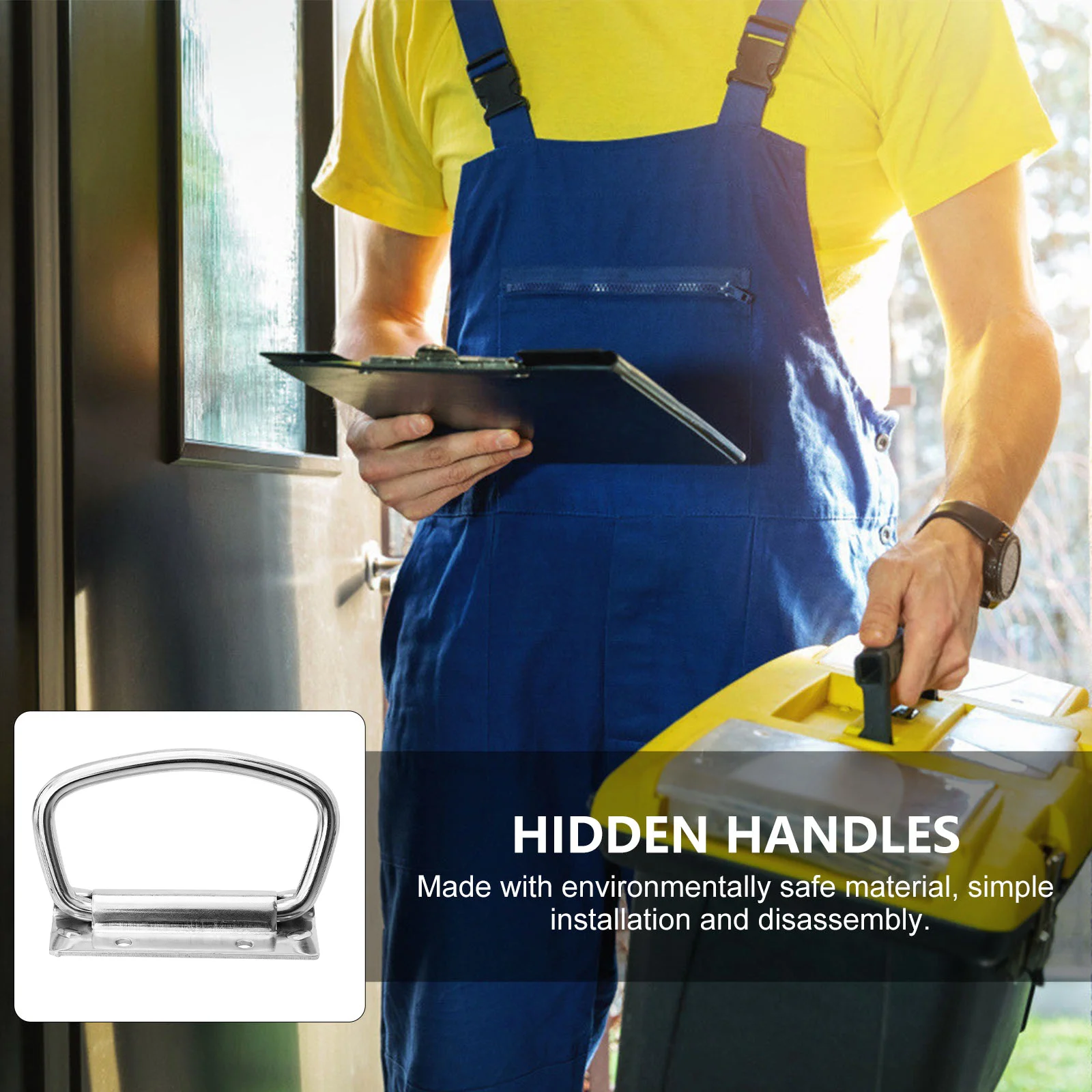 

2Pcs Stainless Steel Handle Durable Luggage Toolbox Movable Handle Precision Production Strong Resistant to Rust and Deformation