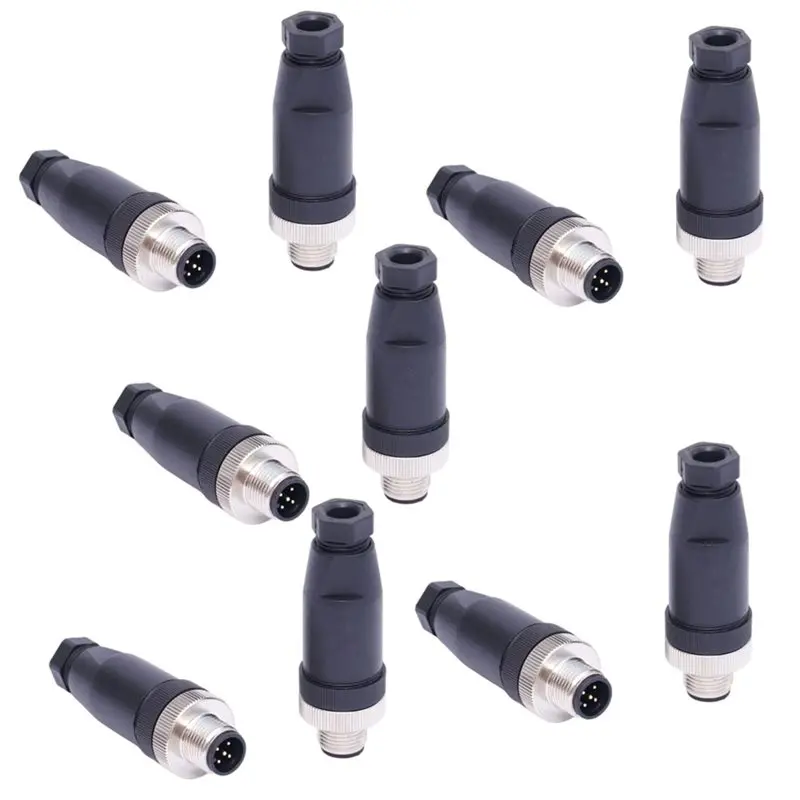 DT17 Sensor Connector Set 10PCS, Waterproof 5pin Male Plug , Threaded Coupling Plug for Industrial Use, Durable for Sensors and