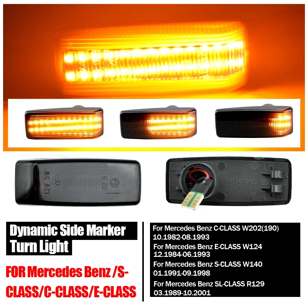 Car Turn Signal Repeater Lamp For Mercedes-Benz W201 190 W202 W124 W140 R129 SL-CLASS LED Dynamic Side Marker Lights