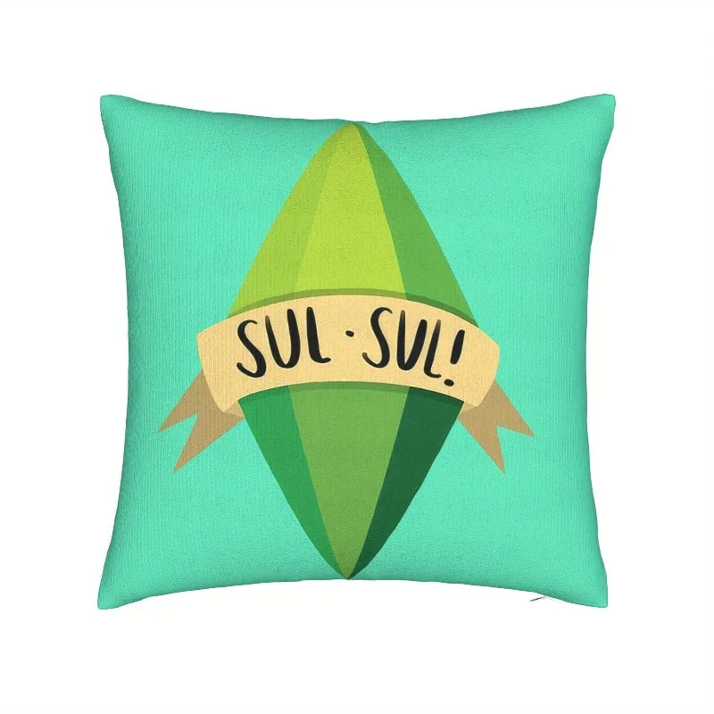 Funda de cojín de doble cara The Sims 4 Plumbob - Decoración retro para habitación de gamers, poliéster suave de pelo corto