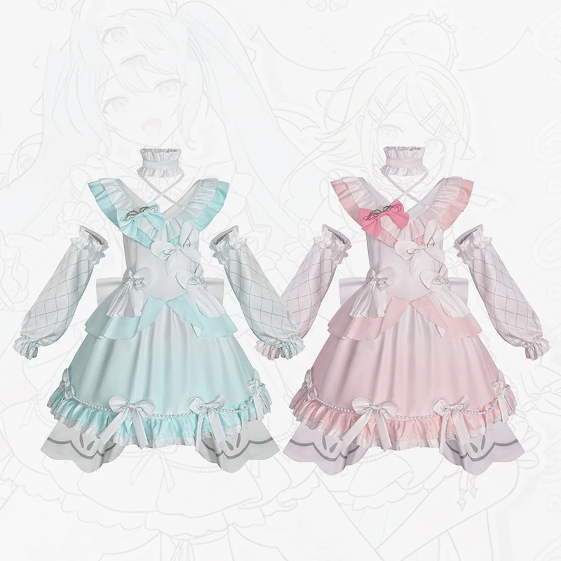 

Anime COLORFUL STAGE Cosplay Costume Girl Lolita Dress Stage Uniform Summer Carnival Clothes