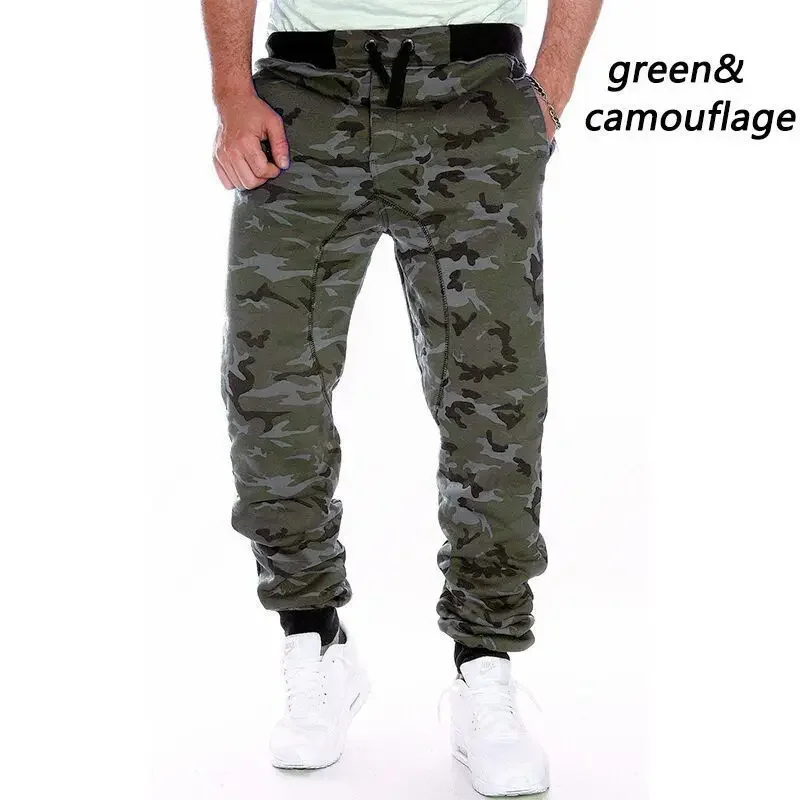 2023 new Running Sweatpants Men Camouflage Elasticity Cargo Pants Drawstring Multi Pockets Bottoms Casual Jogger Trousers