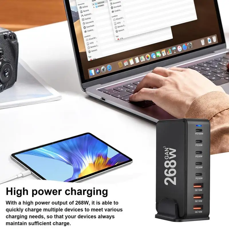 PD Charger 8-Port Type C Fast Charging GaN Compact Rapid Plug Multi USB C Charger For Travel Home Office