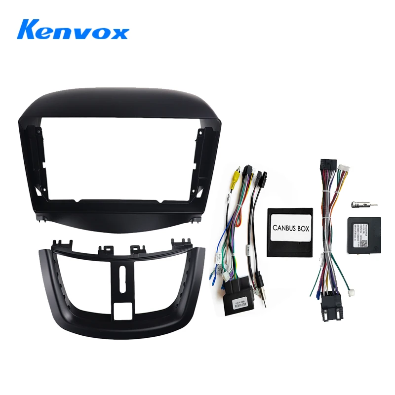 Kenvox Car Radio Fascia Frame For Peugeot 207 207CC 9 inch 2DIN Stereo Panel Harness Wiring Power Cord Adapter Canbus Decoder