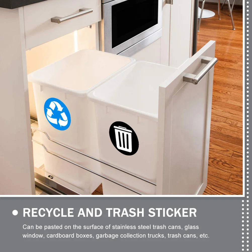 

1 set 1 Set Pvc Trash Recycling Sticker Waterproof Self-Adhesive Garbage Classification Label For Waste Bin Trash Can Sticker