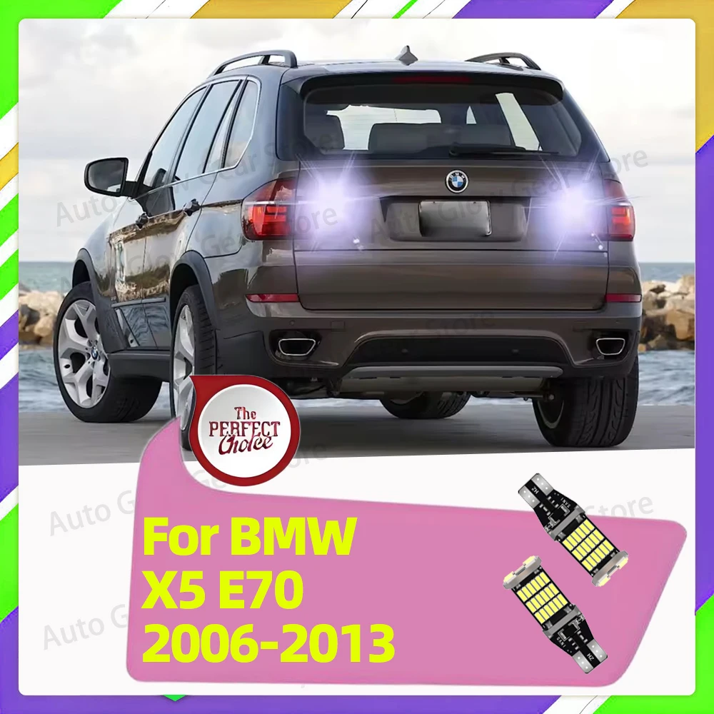 2x سيارة LED عكس أضواء لسيارات BMW X5 E70 اكسسوارات 2006 2007 2008 2009 2010 2011 2012 2013 احتياطية احتياطية مصابيح T15 W16W 6000K #1