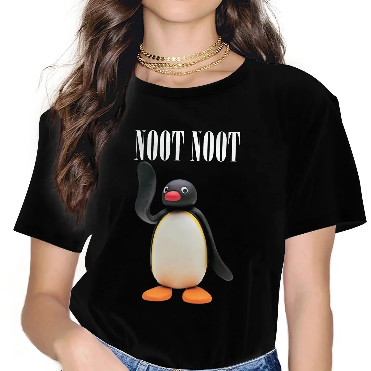 Pingu Penguin Anime Noot Noot Tshirt Homme Women's Clothing Unisex Polyester Blusas T Shirt For Women