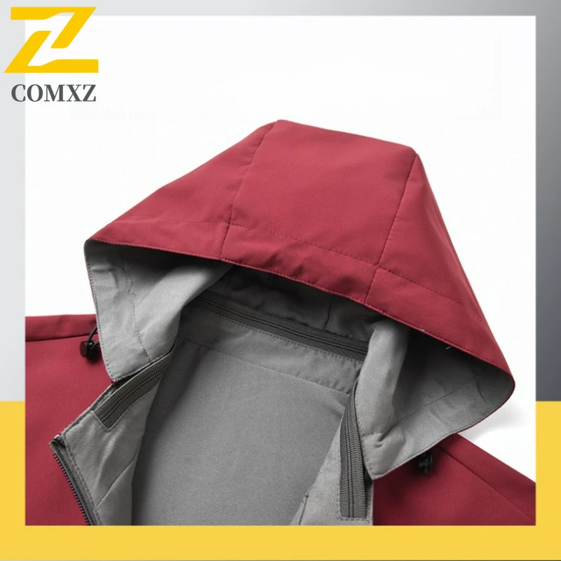 Autumn 2-sided Jacket Men's Minimalist Casual Loose Anti-wrinkle Waterproof Windbreaker Male Hiking Fishing Detachable Cap Coat
