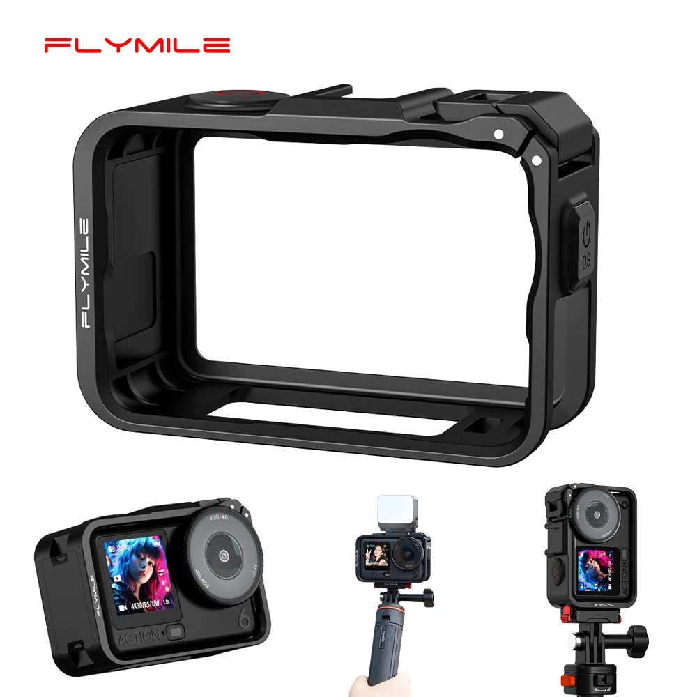 Flymile Action 6-Käfig-Schutzhülle für DJI OSMO Action 6-Zubehör mit Kaltschuhhalterung, Verlängerungsrahmenkäfig