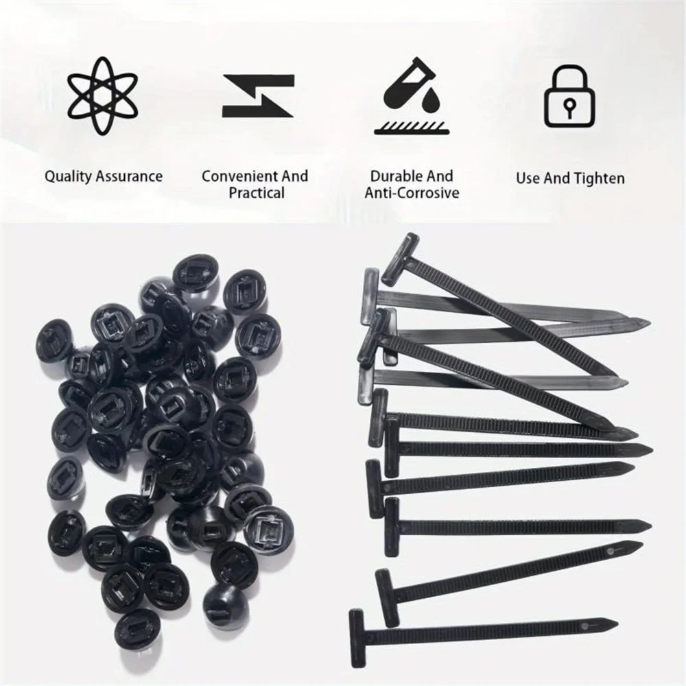 New 100Pcs Cable Tie Buckle Fixed Through The Core Nail Cable Tie Buckle Mudguard Fender Inner Lining Trunk Buckle Repair Car