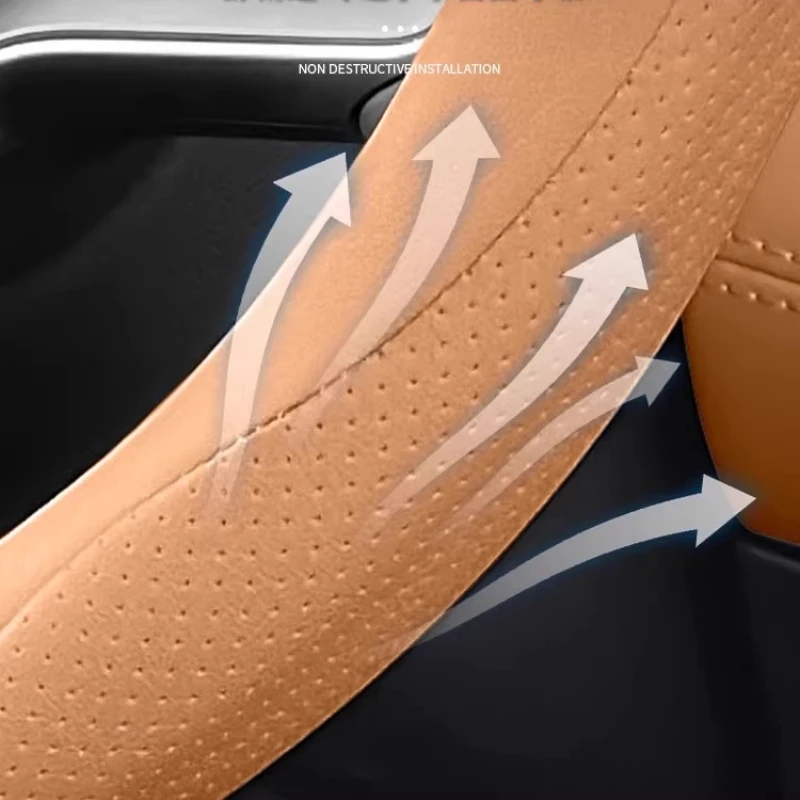 For BYD Song L DM-i Steering Wheel Cover Anti Slip Sweat Absorbing Perforated Breathable Four Season Universal Car Accessories
