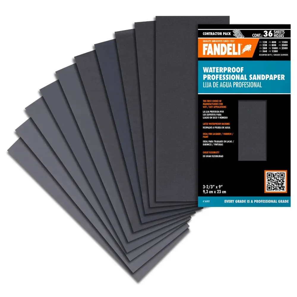 

36-Pack Wet Dry Sandpaper Assortment 120-2500 Grit for Car Polishing Wood Furniture Metal Sanding, 9x3.6 Inch