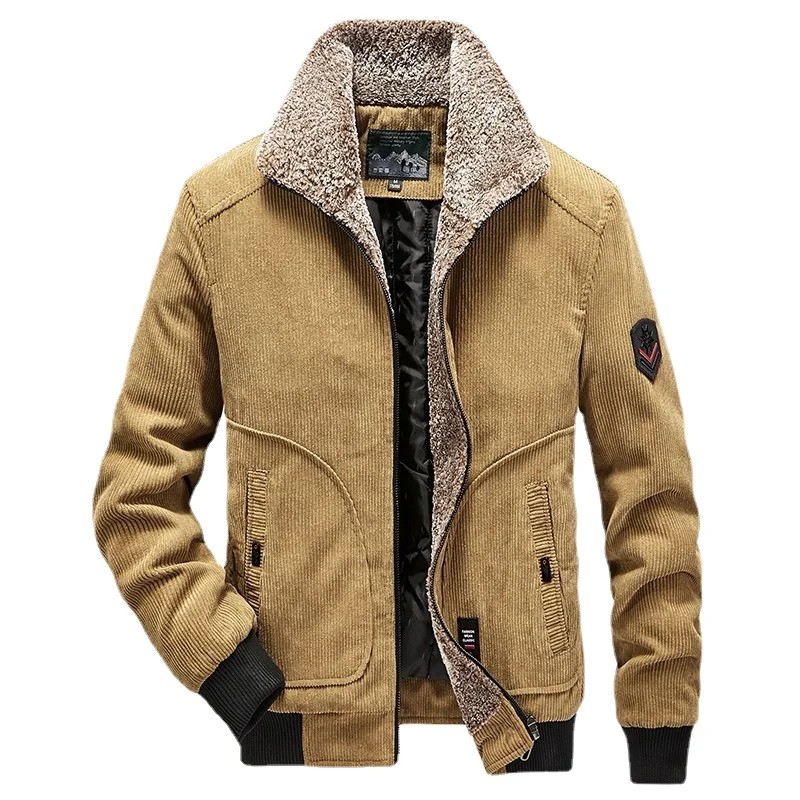 Men Corduroy Winter Coats Down Jackets Fleece Casual Jaquetas New Fashion Male Thicker Warm Parkas Short Winer Jackets Size 6XL