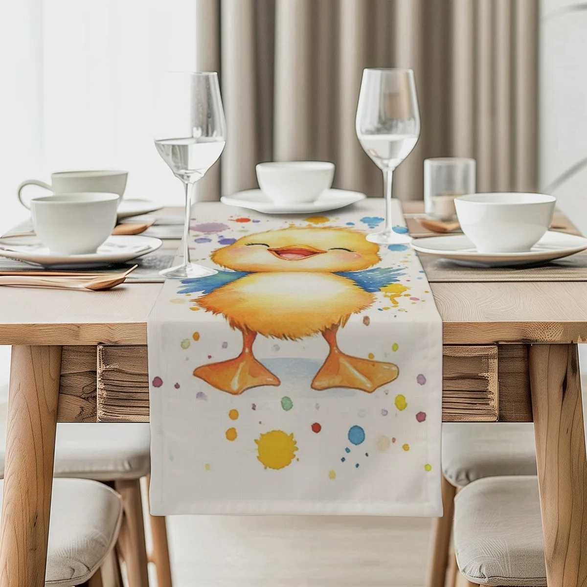 

Скатерть с принтом, милый утенок, акварельный стиль, всплеск, стол для рисования, флаг, туалетный столик, флаг для кухни и дома, Housewarmin