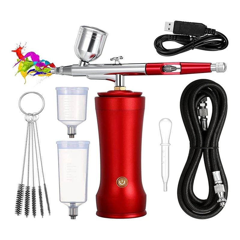 

Airbrush Kit with Compressor,30PSI Cordless AirbrushGun Kit with Air Hose Rechargeable Handheld Airbrush Set for Cake A