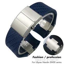 Correa de reloj de goma de silicona Natural para ulyse Nardin 263, buzo, extremo curvo, negro, azul, 22mm, resistente al agua, pulseras, herramientas