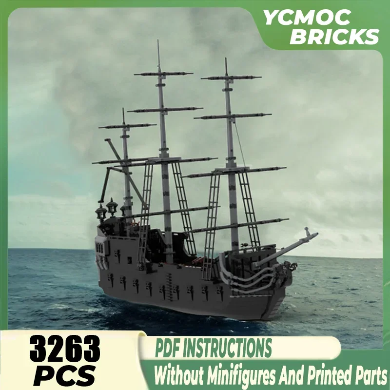 Moc Building Blocks Classic Black Pirate Ship Model Technical Bricks DIY Assembly Sea Transport Toys For Child Holiday Gifts