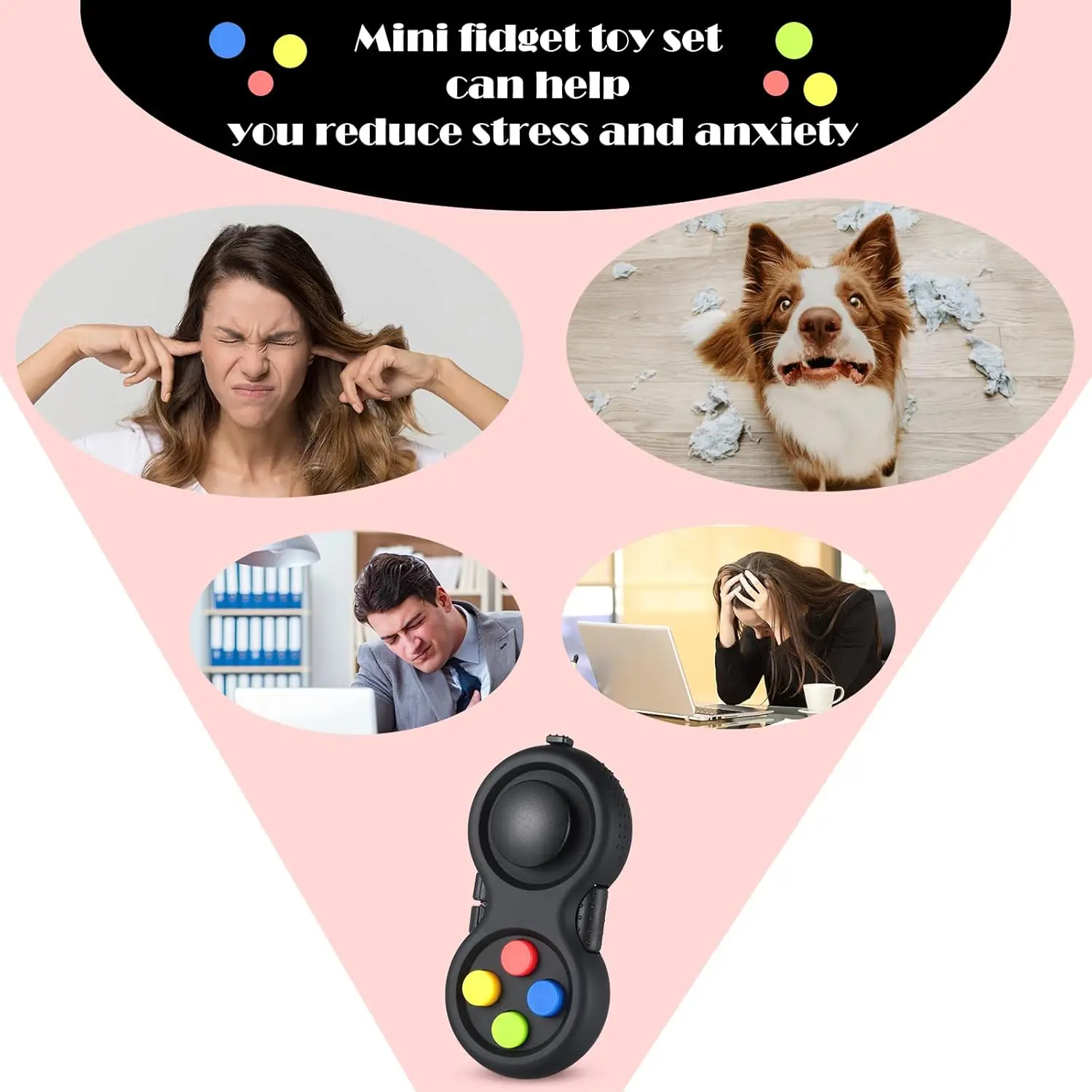 6 Pieces Cam Controller Relieve Anxiety Handheld Mini Game Remote Controller Fidget Pad Stress Reducer for Adult Relieve Stress