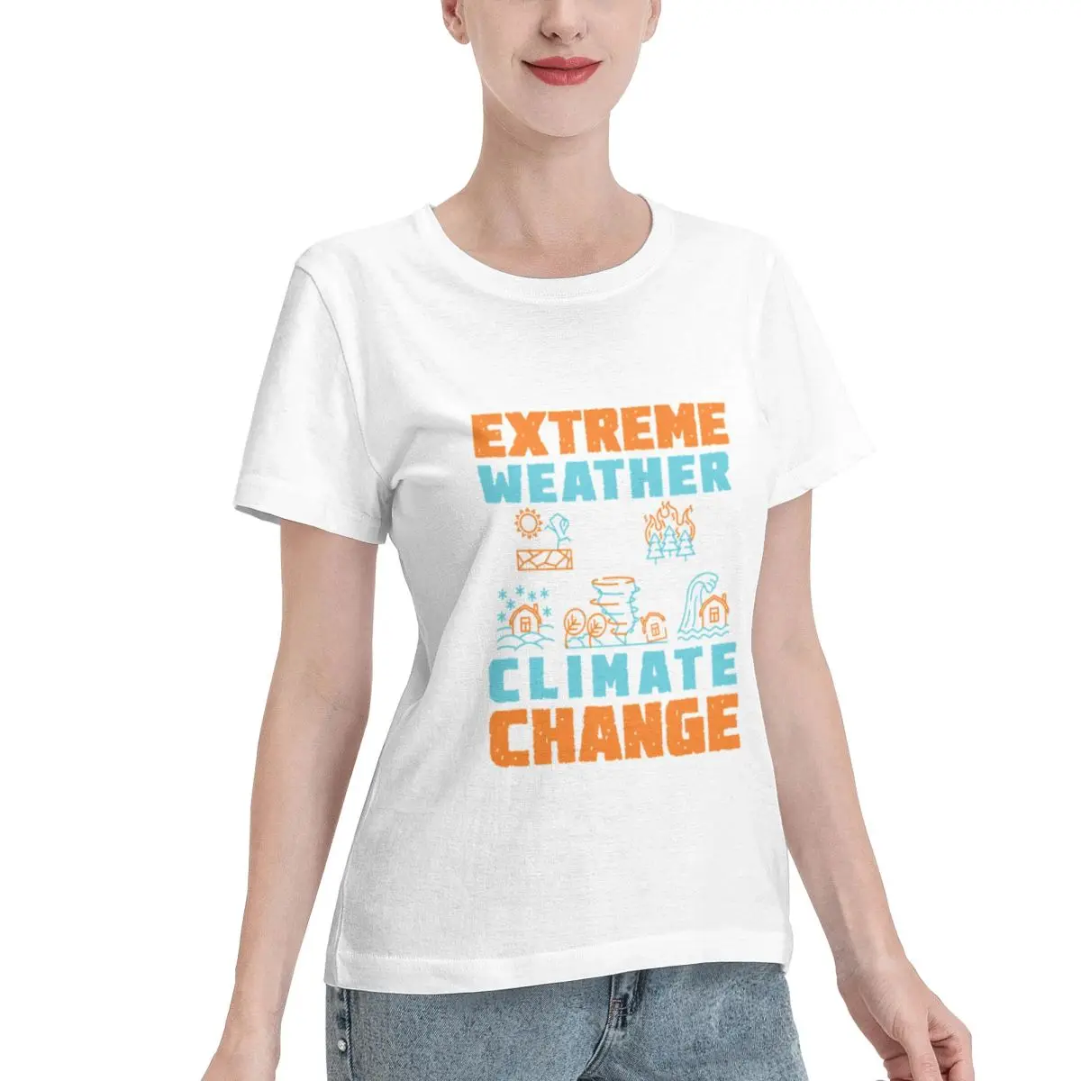 Go To Top Extreme Weather Is Climate Change Earth Day Women's T-shirt Preppy Female Casual Tshirt