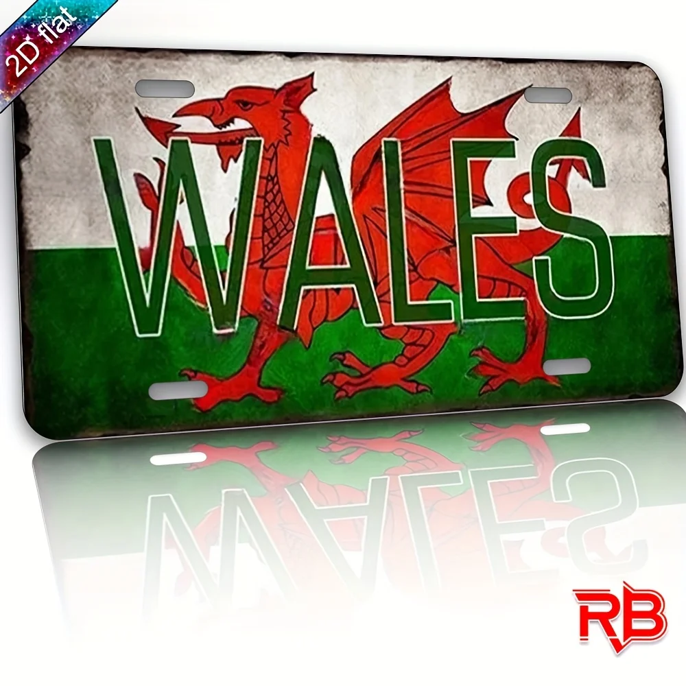 2D Flat - [Open ]2D Flat - A Flat, Single-Piece Sign with a Welsh Flag And The Prominent Word 