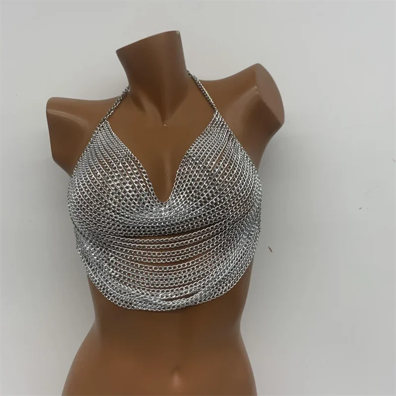 Festival-Schmuck Musikfestival Party Nachtclub Kleidung Damen Quasten-Tanktop Sexy Rückenfreies Ausgeschnittenes Crop-Top Y2K Körperkette – Detail 1