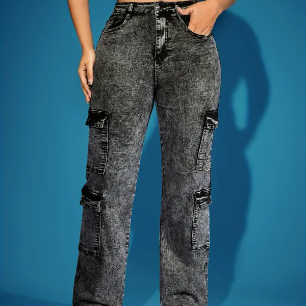 Women Camouflage Denim Pants Cargo Long Jeans Pant Casual Pocket High Waist Zipper Trousers Mom Jeans Y2k Streetwear 2025 Autumn