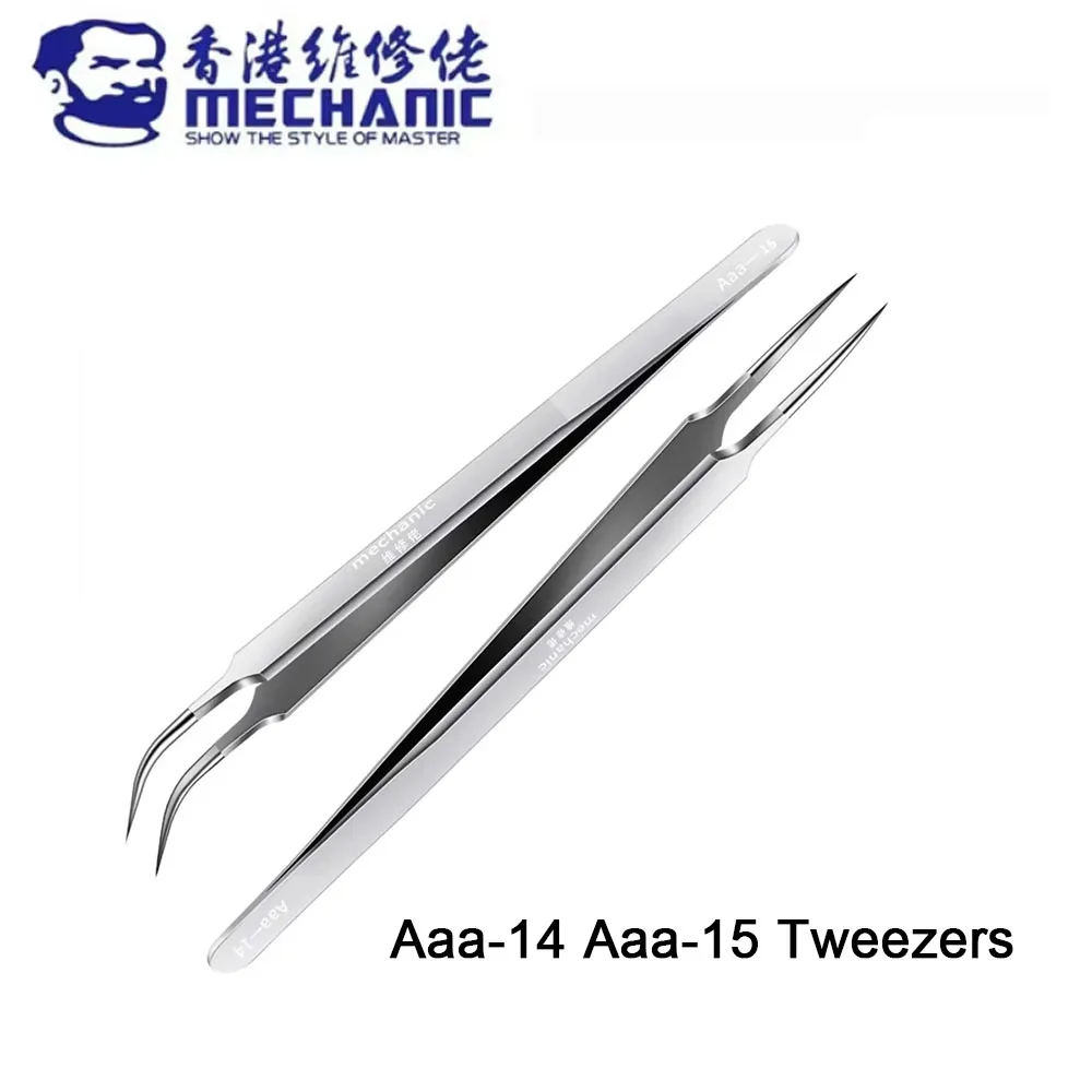 MECHANIC Aaa-14 Aaa-15 Stainless Steel Tweezers High Hardness Tenacity For SMD PCB BGA IC Motherboard Repair Tweezers Set