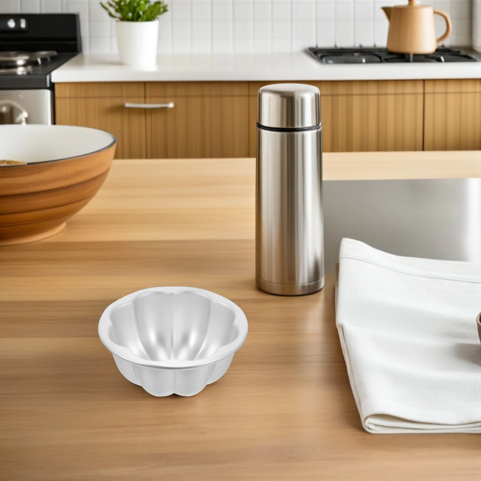 

4 Pcs Aluminum Alloy Cake Mold Fruit Tart Baking Pans Pudding Cookery Molds Pumpkin Candy