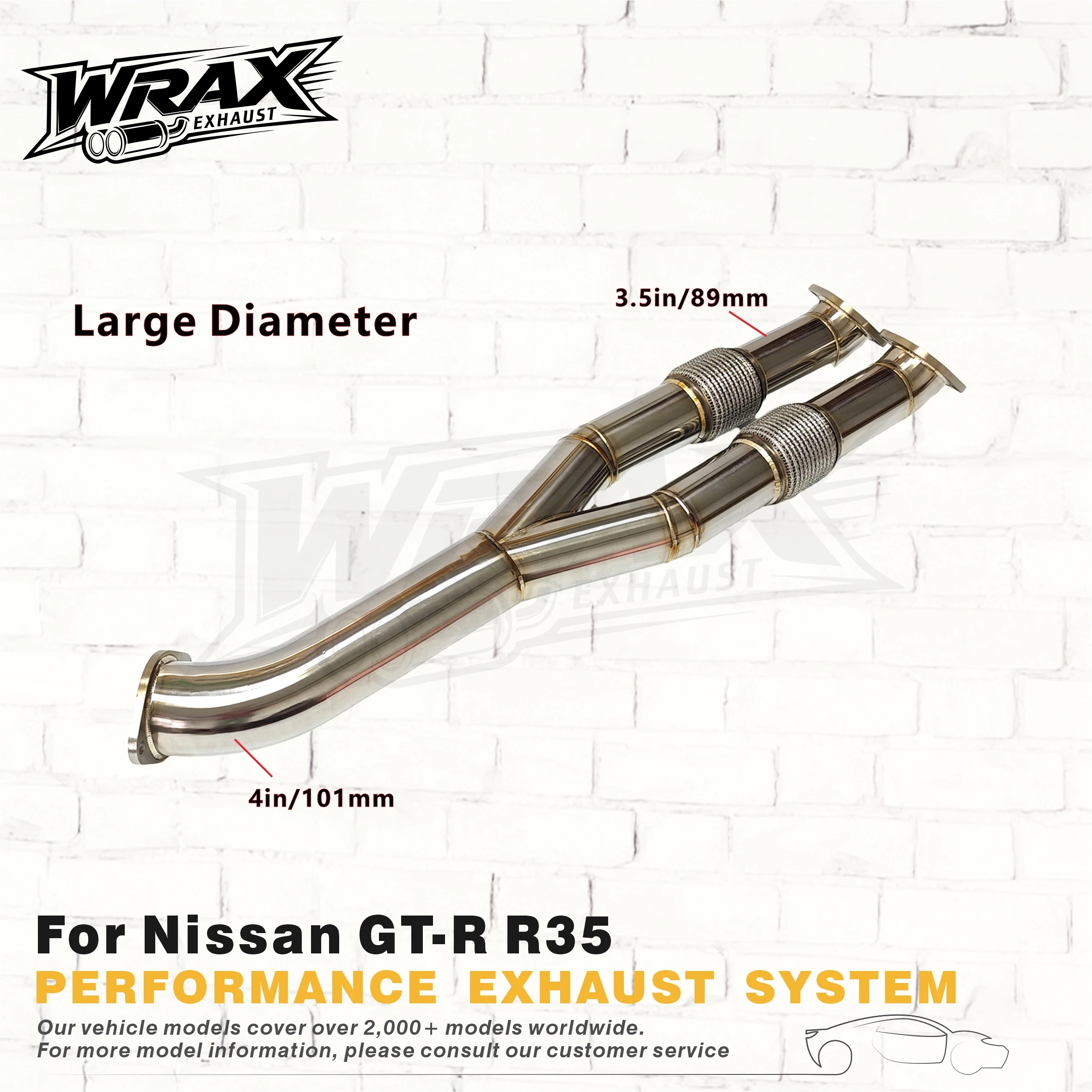 

[Large Diameter] 3.5in/89mm Y-tube for Nissan GT-R R35 WRAX Custamizable Exhaust System High-flow Stainless Steel